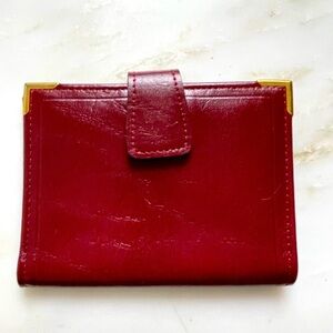 Vintage Princess Gardner, red cowhide leather card holder snap closure wallet